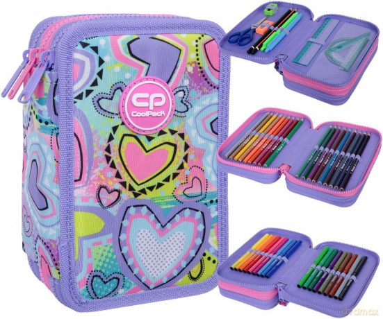 Piórnik 3-komorowy z wyposażeniem Coolpack Jumper 3 Sew Heart