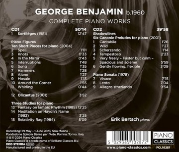 Erik Bertsch: Benjamin: Complete Piano Works [2CD]