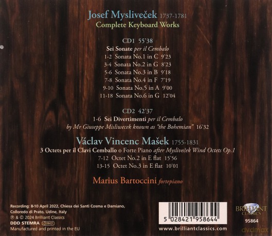 Marius Bartoccini: Myslivecek: Complete Keyboard Works [2CD]