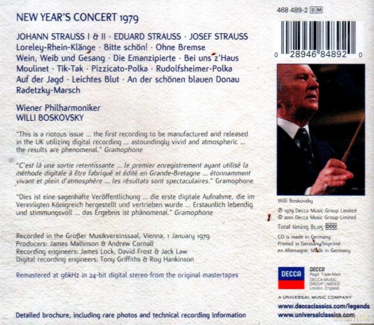 Wiener Philharmoniker Willi Boskovsky: New YearS Concert 1979 [CD]