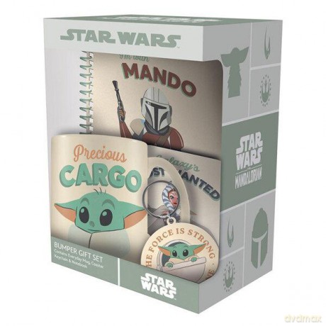 STAR WARS zestaw prezentowy Gwiezdne Wojny - Mandalorian (Precious Cargo): kubek, podkładka, brelok, notatnik