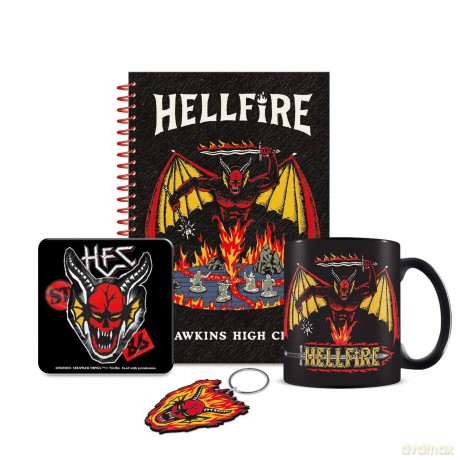 Zestaw prezentowy Stranger Things (Hellfire club): kubek, podkładka, brelok, notatnik