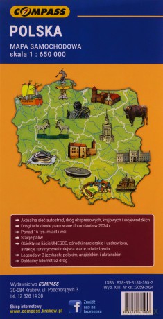 Polska mapa samochodowa 1:650 000