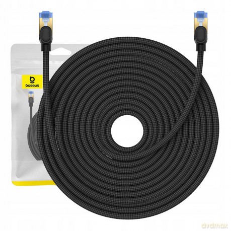 Baseus szybki kabel internetowy RJ45 cat.7 10Gbps 25m pleciony czarny