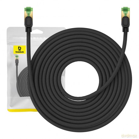 Baseus szybki kabel sieciowy RJ45 cat. 8 40Gbps 15m pleciony czarny
