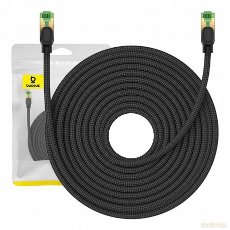 Baseus szybki kabel sieciowy RJ45 cat. 8 40Gbps 20m pleciony czarny