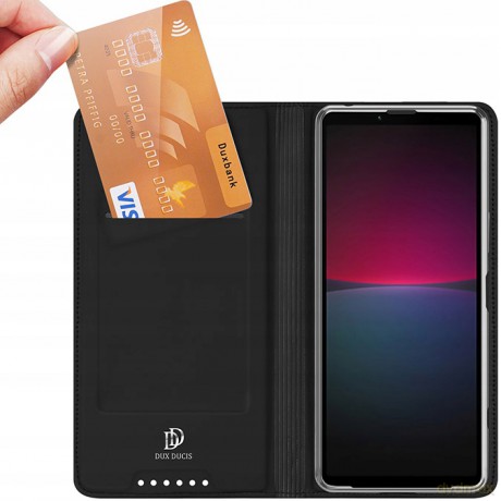 Dux Ducis Skin Pro etui do Sony Xperia 10 V pokrowiec z klapką portfel na kartę podstawka czarne