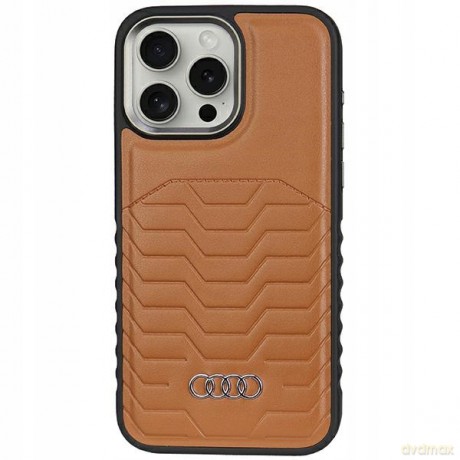 Etui Audi Synthetic Leather z MagSafe na iPhone 14 Pro - brązowe