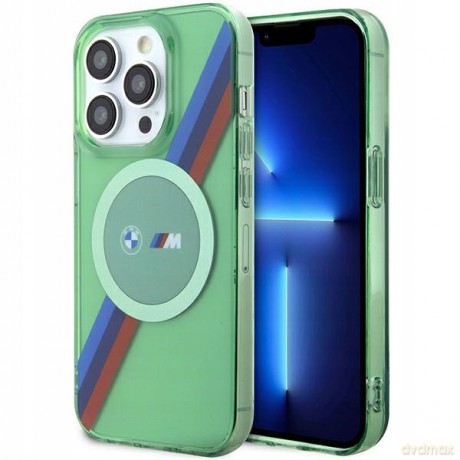 Etui BMW M Tricolor Stripes MagSafe na iPhone 15 Pro - zielone