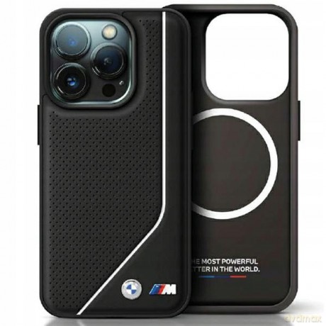 Etui BMW Perforated Twisted Line MagSafe na iPhone 15 Pro Max - czarne