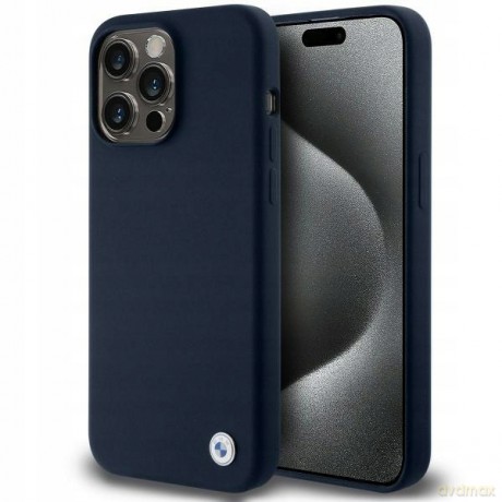 Etui BMW Silicone Metal Logo na iPhone 15 Pro Max - granatowe