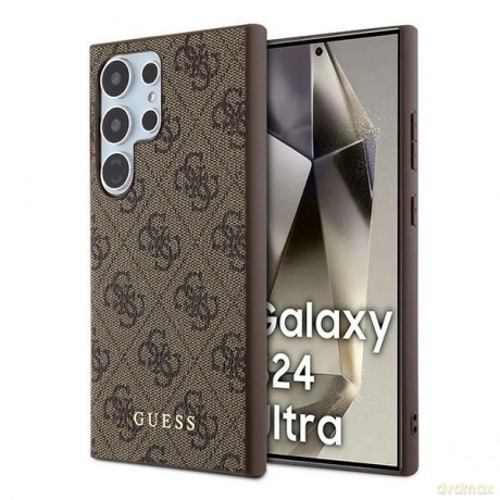 Etui Guess 4G Metal Gold Logo na Samsung Galaxy S24 Ultra - brązowe