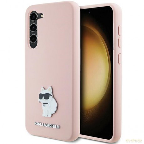 Etui Karl Lagerfeld Silicone Choupette Metal Pin na Samsung Galaxy S23 - różowe