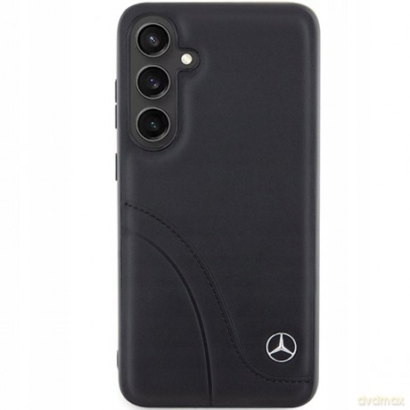 Etui Mercedes Leather Curved Stitches na Samsung Galaxy S24 - czarne