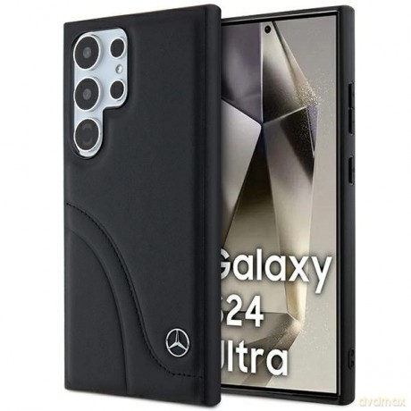 Etui Mercedes Leather Curved Stitches na Samsung Galaxy S24 Ultra - czarne