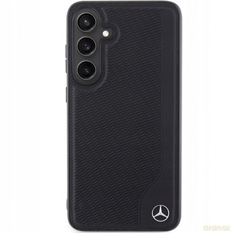Etui Mercedes Leather Debossed Line MagSafe na Samsung Galaxy S24+ - czarne