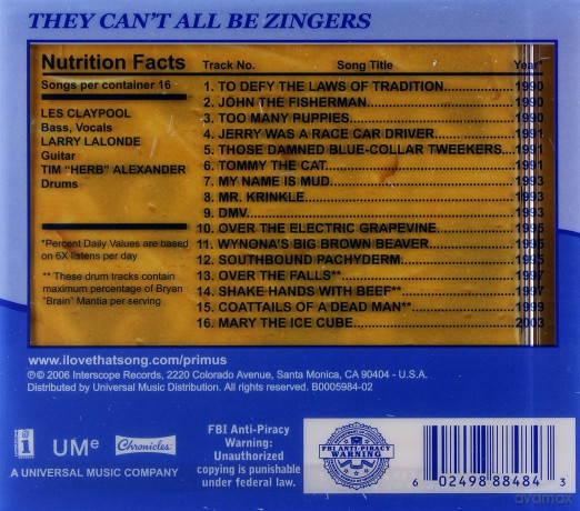 Primus: They Can't All Be Zingers [CD]