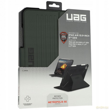 Etui UAG Metropolis SE do iPad Pro 11" 1/2/3/4G, iPad Air 10.9" 4/5G z uchwytem do Apple Pencil - zielone