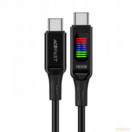 Kabel Acefast C7-03 USB-C USB-C 100W 1.2m z wyświetlaczem - czarny