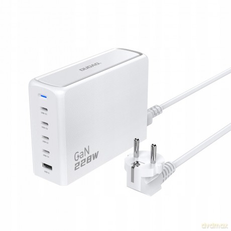 Ładowarka Dudao A228EU GaN 1x USB-A 4x USB-C PD 228W - biała