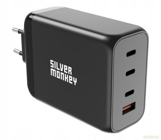 Ładowarka GaN Silver Monkey SMA153 200W 3xUSB-C PD USB-A QC 3.0 - czarna