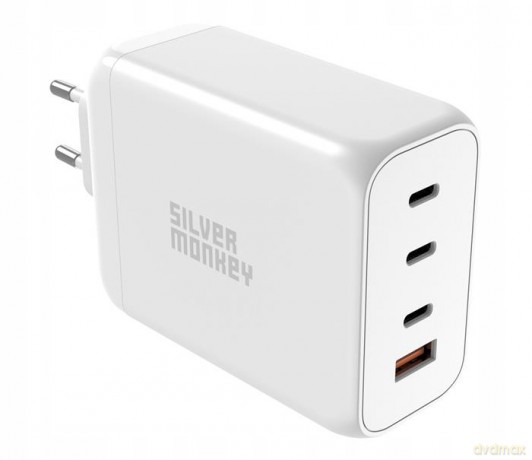 Ładowarka GaN Silver Monkey SMA154 200W 3xUSB-C PD USB-A QC 3.0 - biała