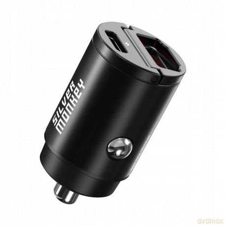 Ładowarka samochodowa Silver Monkey PDQC-CPCT30-SM 30W 1x USB-C PD 1xUSB-A QC - czarna