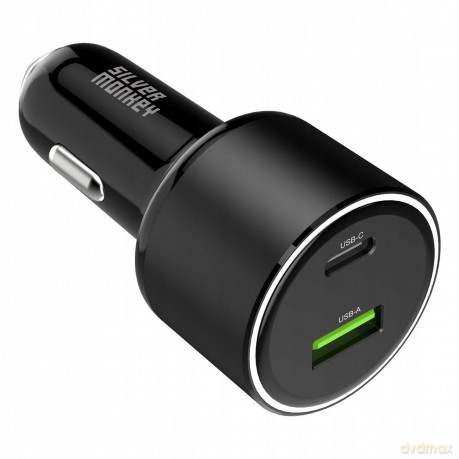 Ładowarka samochodowa Silver Monkey SMA014 100W 1xUSB-C PD 1xUSB-A QC 3.0 - czarna