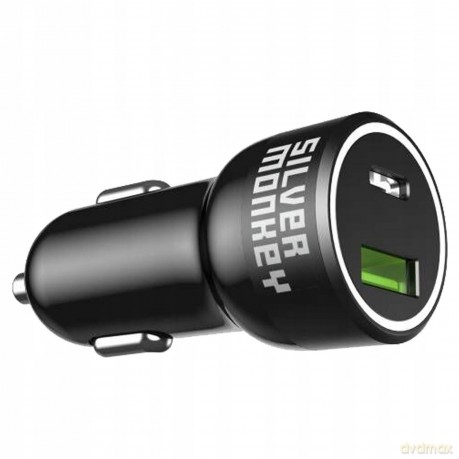 Ładowarka samochodowa Silver Monkey SMA078 1xUSB-C 1xUSB-A 45W PD QC - czarna