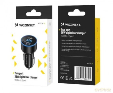 Ładowarka samochodowa Wozinsky WDCCAC USB-C USB-A 36W - czarna