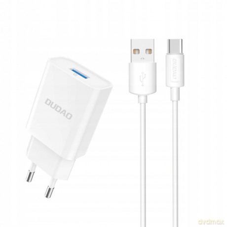 Ładowarka sieciowa Dudao A4EU USB-A 2.1A - biała + kabel USB-A - USB-C