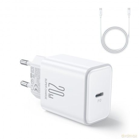 Ładowarka sieciowa Joyroom JR-TCF06 USB-C PD 20W + kabel USB-C - biała