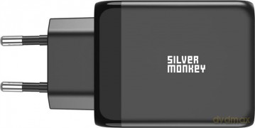 Ładowarka sieciowa Silver Monkey GaN 65W 2x USB-C PD 1x USB-A QC 3.0 - czarna