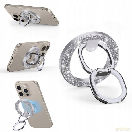 Podstawka ring ESR Halolock MagSafe do telefonu - srebrno-brokatowa