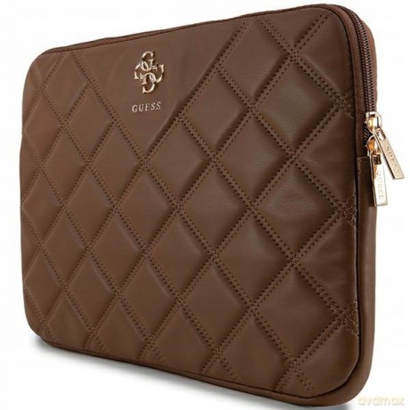 Pokrowiec Guess Quilted 4G na laptopa 14" - brązowy