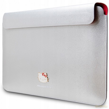 Pokrowiec Hello Kitty PU Metal Logo na laptopa 14" - srebrny