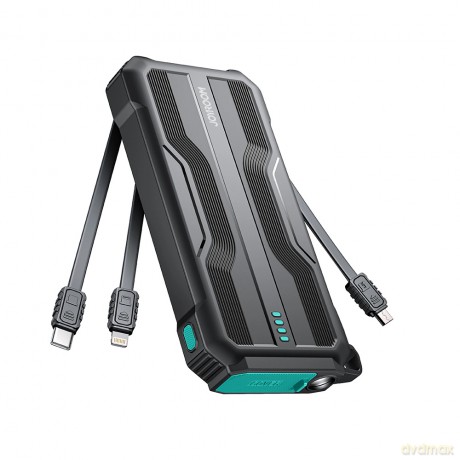 Powerbank 10000mAh Joyroom JR-L016 z wbudowanymi kablami USB-C/micro USB/Lightning - czarny