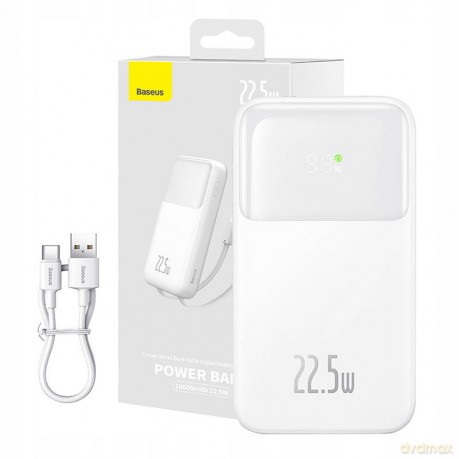 Powerbank Baseus Comet Series z wyświetlaczem 10000mAh 22.5W - biały + kabel USB-A - USB-C