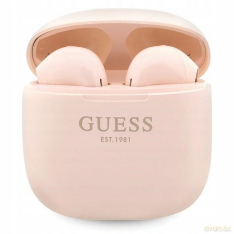 Słuchawki Bluetooth Guess Classic EST Logo TWS + stacja dokująca - różowe