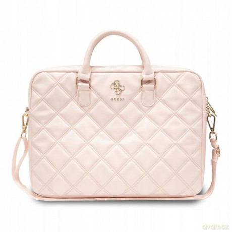 Torba Guess Quilted 4G na laptopa 16" - różowa