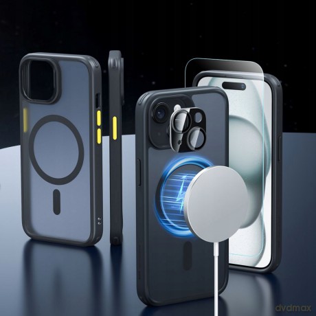 Zestaw ESR Classic Pro Set Halolock MagSafe etui + szkło na wyświetlacz i aparat na iPhone 15 - czarny