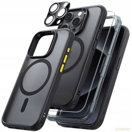 Zestaw ESR Classic Pro Set Halolock MagSafe etui + szkło na wyświetlacz i aparat na iPhone 15 Pro - czarny