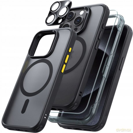 Zestaw ESR Classic Pro Set Halolock MagSafe etui + szkło na wyświetlacz i aparat na iPhone 15 Pro Max - czarny