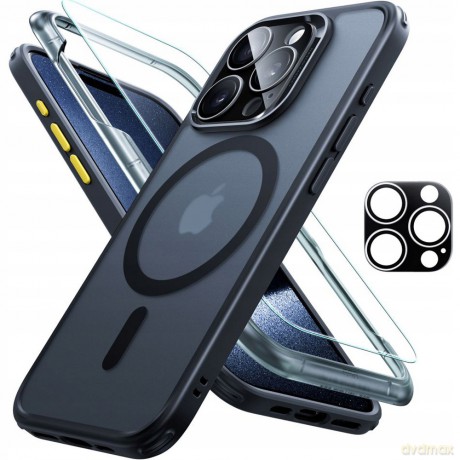 Zestaw ESR Classic Pro Set Halolock MagSafe etui + szkło na wyświetlacz i aparat na iPhone 15 Pro Max - czarny