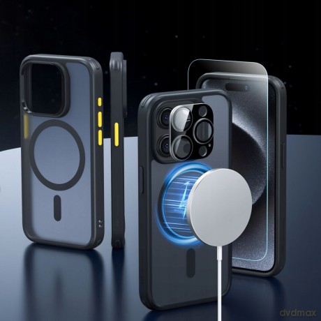 Zestaw ESR Classic Pro Set Halolock MagSafe etui + szkło na wyświetlacz i aparat na iPhone 15 Pro Max - czarny