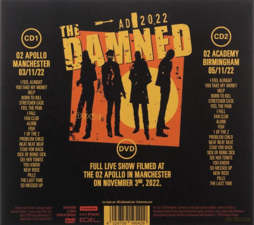 The Damned: AD 2022 - Live In Manchester [2CD]+[DVD]