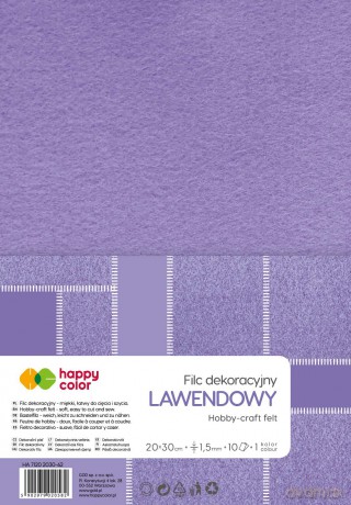 Filc dekoracyjny 20x30 cm 1,5 mm 5 ark. Lawendowy Happy Color