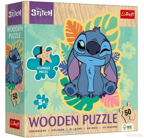 TREFL 50 el. Drewniane Konturowe Wesoły Stitch 20281 [PUZZLE]