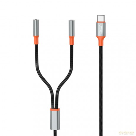 XO kabel audio 2w1 NB-R269B USB-C - 2x złącze jack 3,5mm 1,2m czarny