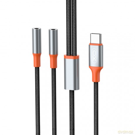 XO kabel audio 2w1 NB-R269B USB-C - 2x złącze jack 3,5mm 1,2m czarny